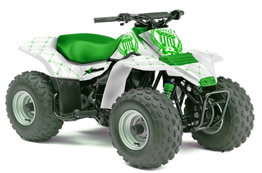 Kawasaki KFX 80 ATV Graphic Kit - 2003-2006 Silver Star - Reloaded Green