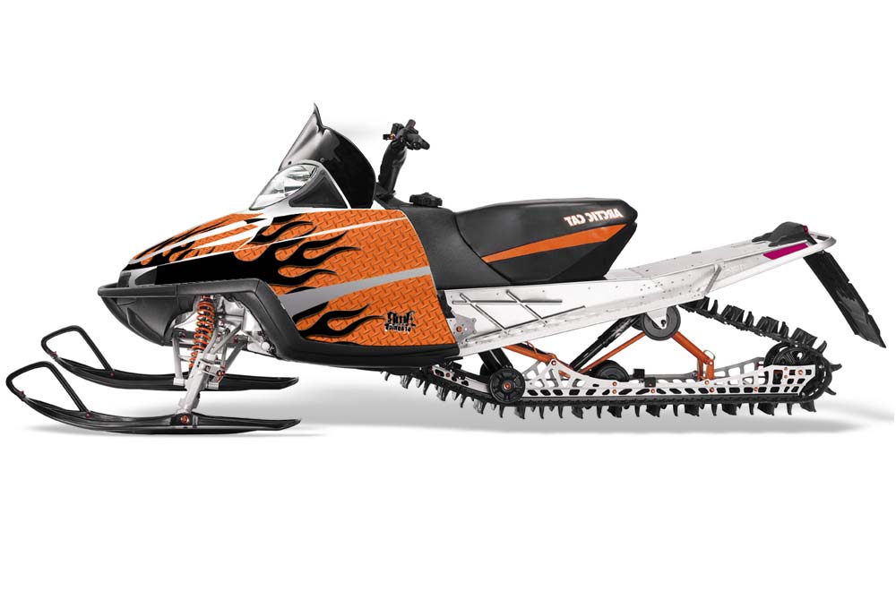 Arctic Cat M Series / Crossfire Sled Graphic Kit - All Years Diamond Flames Orange