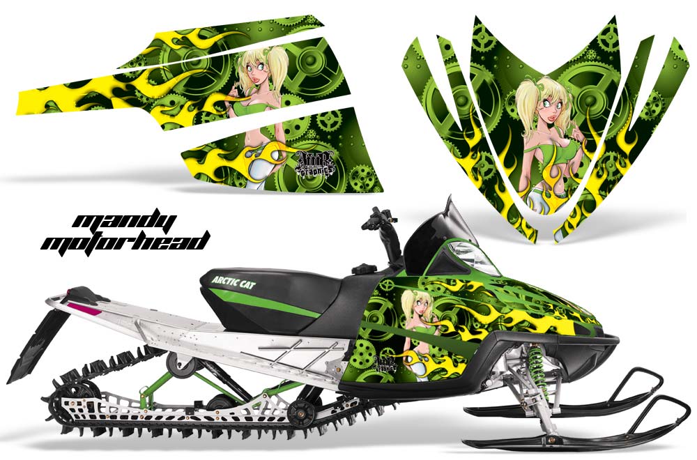Arctic Cat M Series / Crossfire Sled Graphic Kit - All Years Motorhead Mandy Green
