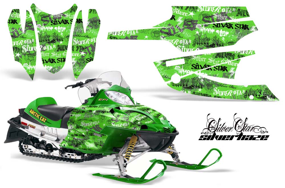 Arctic Cat Firecat F5 / F6 / F7 Sled Graphic Kit - 2003-2006 Silver Star - Silverhaze Green