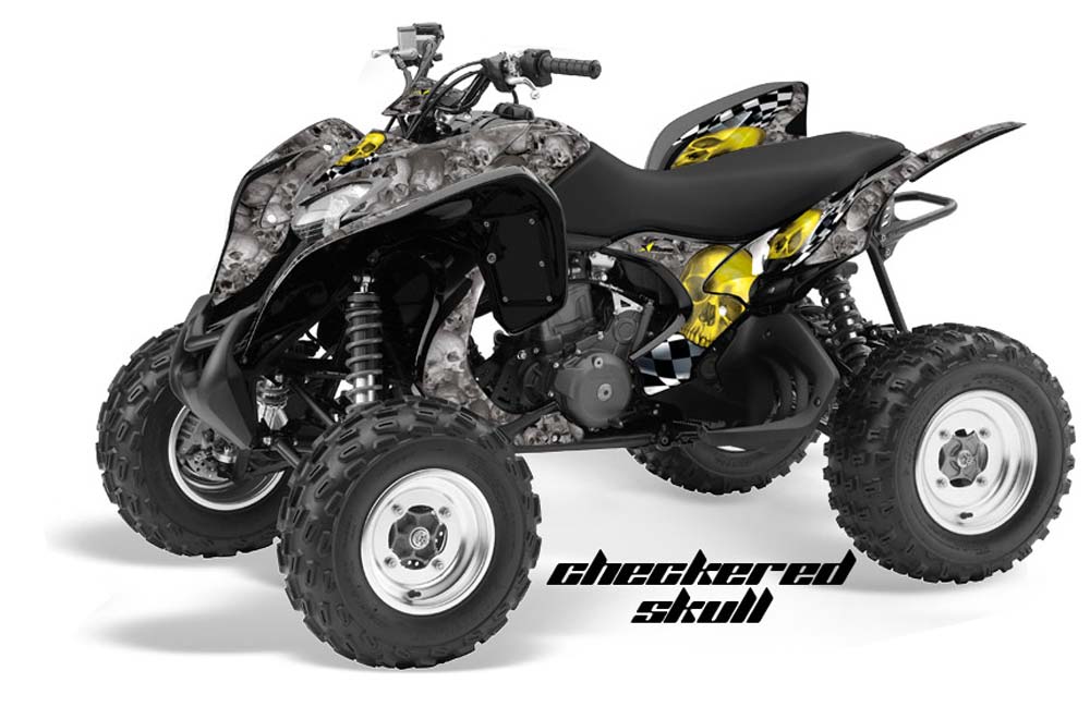 Honda TRX 700 XX ATV Graphic Kit - 2009-2015 Checkered Skull Yellow