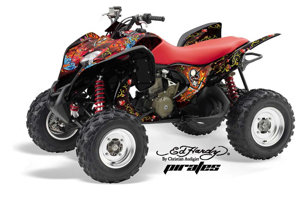 Honda TRX 700 XX ATV Graphic Kit - 2009-2015 Ed Hardy - Pirates Red