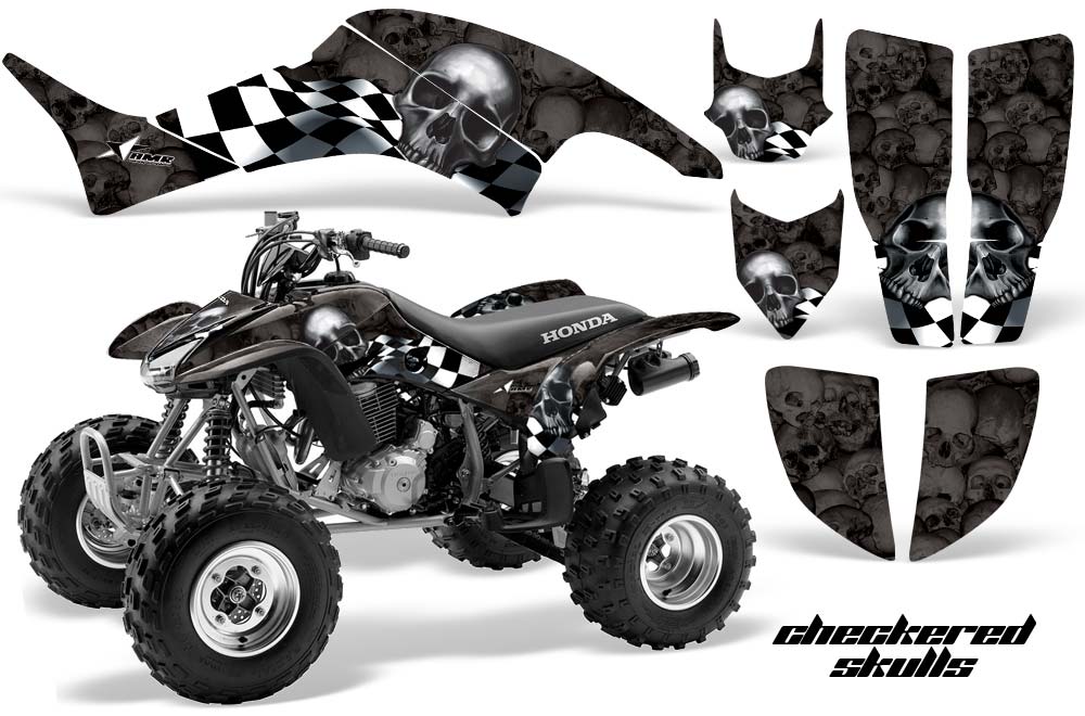 Honda TRX 400EX ATV Graphic Kit - 1999-2007 Checkered Skulls Black