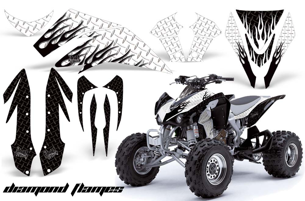 Kawasaki KFX 450 ATV Graphic Kit - 2008-2015 Diamond Flames Black