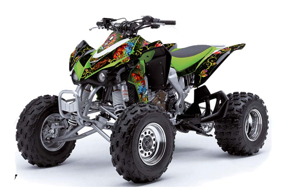 Kawasaki KFX 450 ATV Graphic Kit - 2008-2015 Ed Hardy - Pirates Green