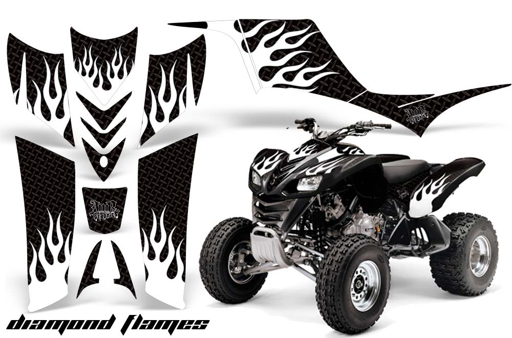 Kawasaki KFX 700 ATV Graphic Kit - 2004-2009 Diamond Flames White