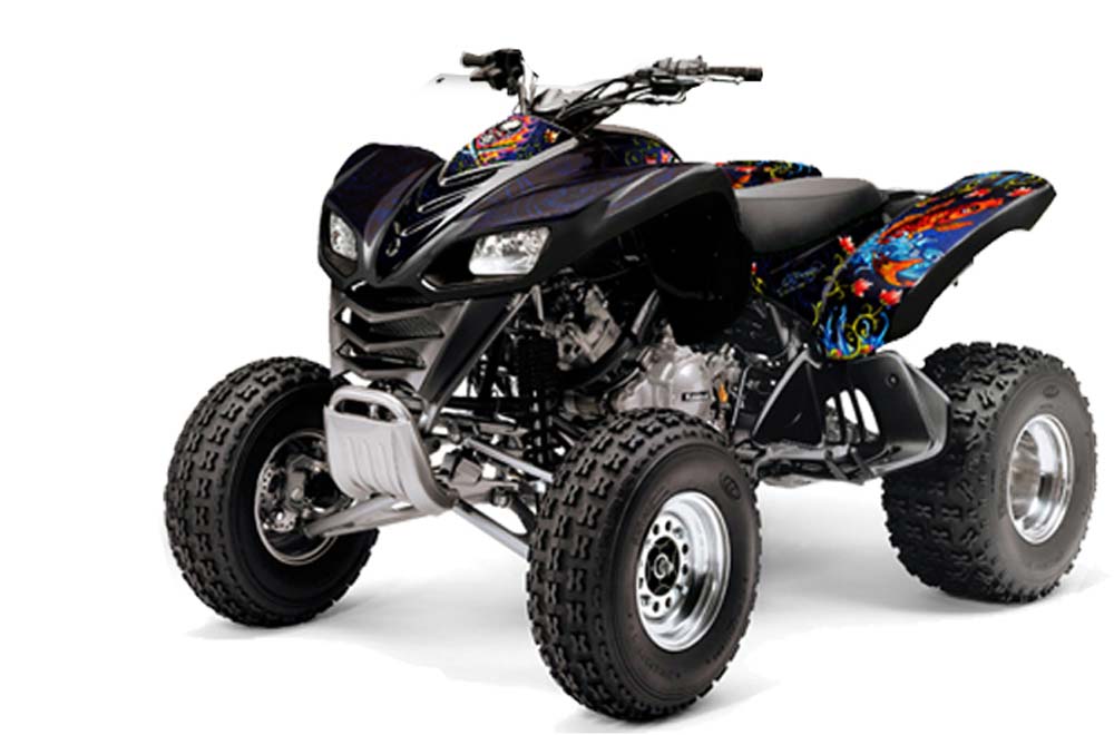 Kawasaki KFX 700 ATV Graphic Kit - 2004-2009 Ed Hardy - Pirates Blue