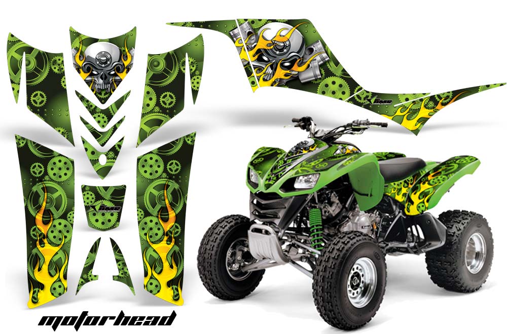 Kawasaki KFX 700 ATV Graphic Kit - 2004-2009 Motorhead Green