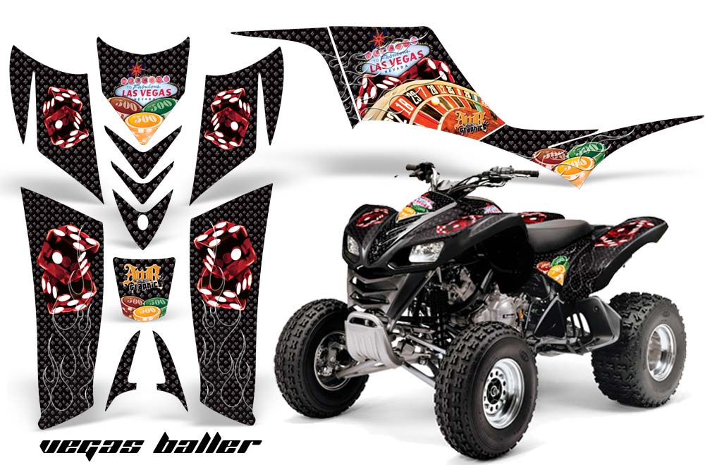 Kawasaki KFX 700 ATV Graphic Kit - 2004-2009 Vegas Baller Black