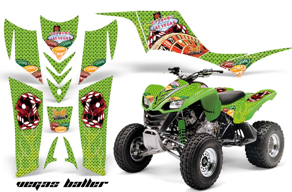 Kawasaki KFX 700 ATV Graphic Kit - 2004-2009 Vegas Baller Green