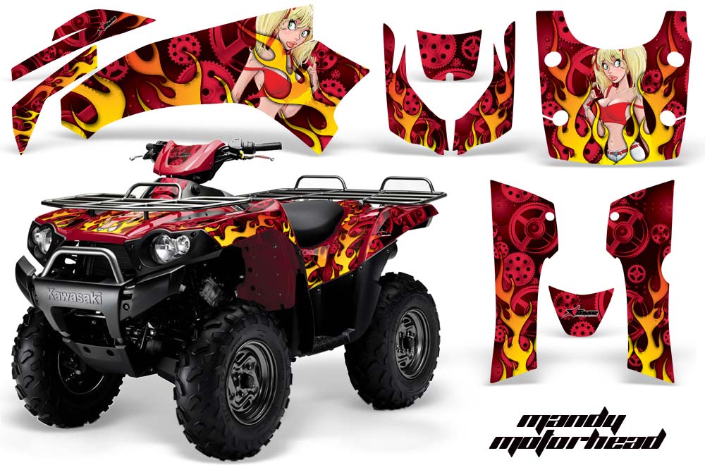 Kawasaki Brute Force 650i 4x4 ATV Graphic Kit - 2004-2012 Motorhead Mandy Red