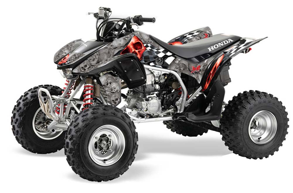 Honda TRX 450R ATV Graphic Kit - 2004-2016 Checkered Skull Red