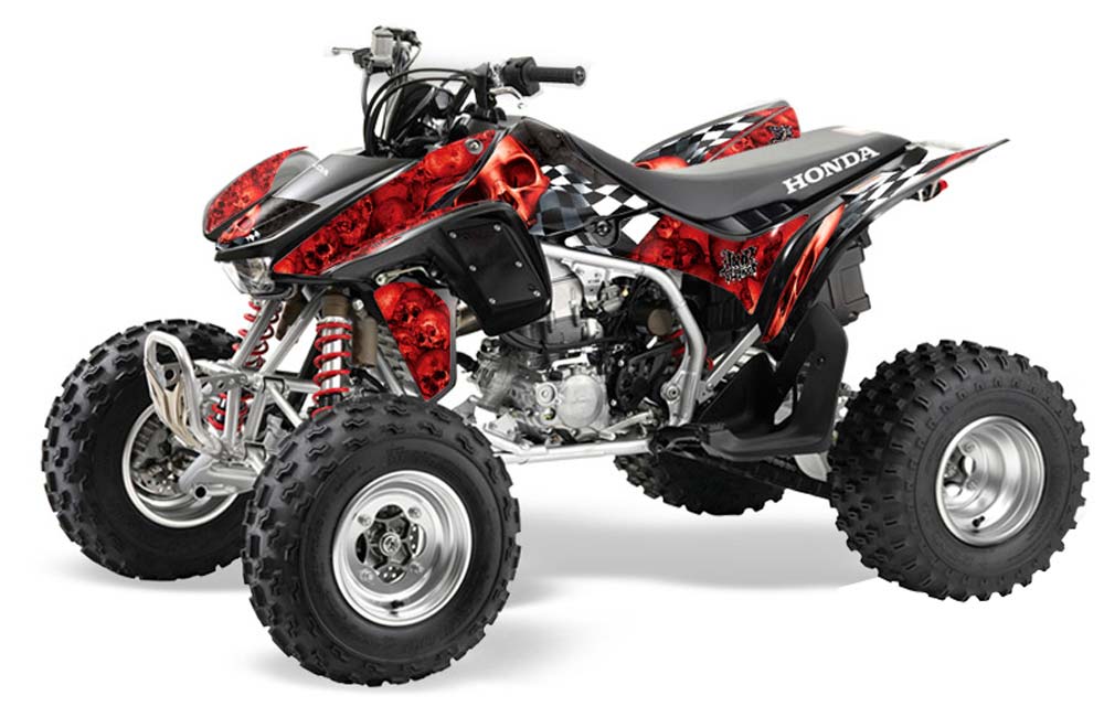Honda TRX 450R ATV Graphic Kit - 2004-2016 Checkered Skull Red