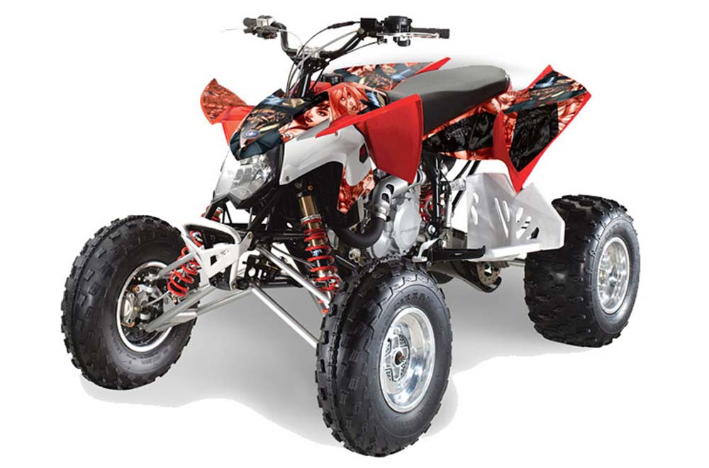 Polaris Outlaw 450 / 500 / 525 ATV Graphic Kit - 2009-2012 Mad Hatter Red