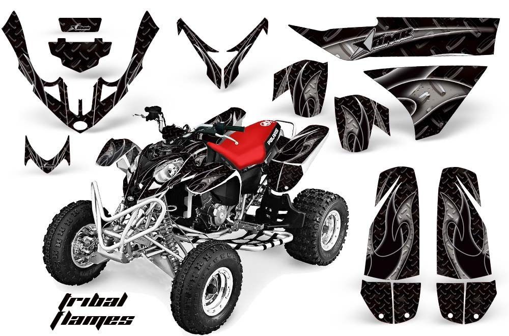 Polaris Predator 500 ATV Graphic Kit - 2002-2011 Tribal Flames Black