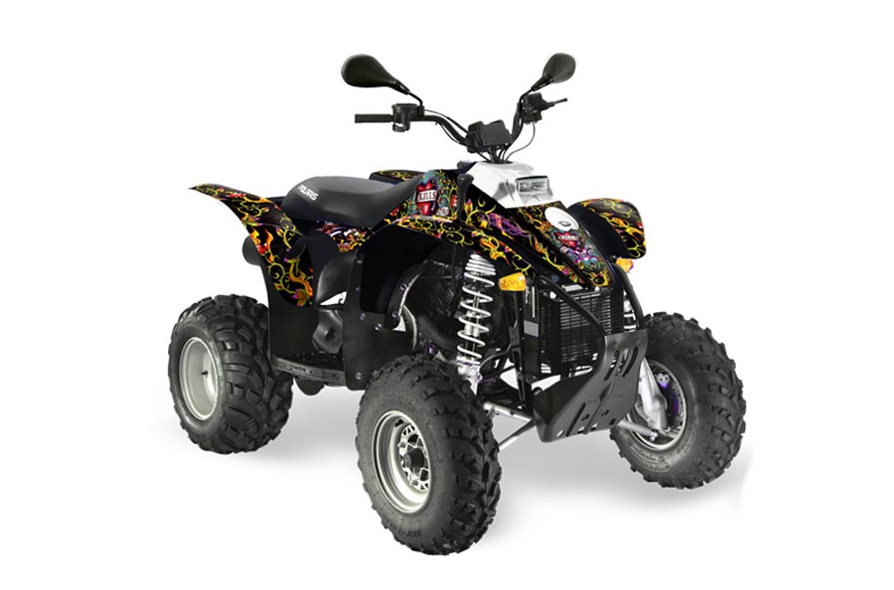 Polaris Trailblazer 350 ATV Graphic Kit - 1985-2009 Ed Hardy - Love Kills Black