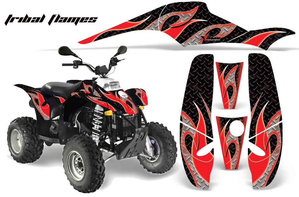 Polaris Scrambler / Trailblazer 500 ATV Graphic Kit - 1985-2009 Tribal Flames Red