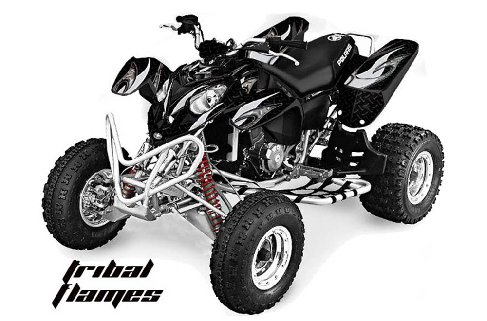 Polaris Predator 500 ATV Graphic Kit - 2002-2011 Tribal Flames Silver