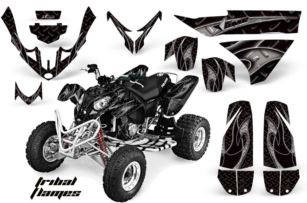 Polaris Predator 500 ATV Graphic Kit - 2002-2011 Tribal Flames Black
