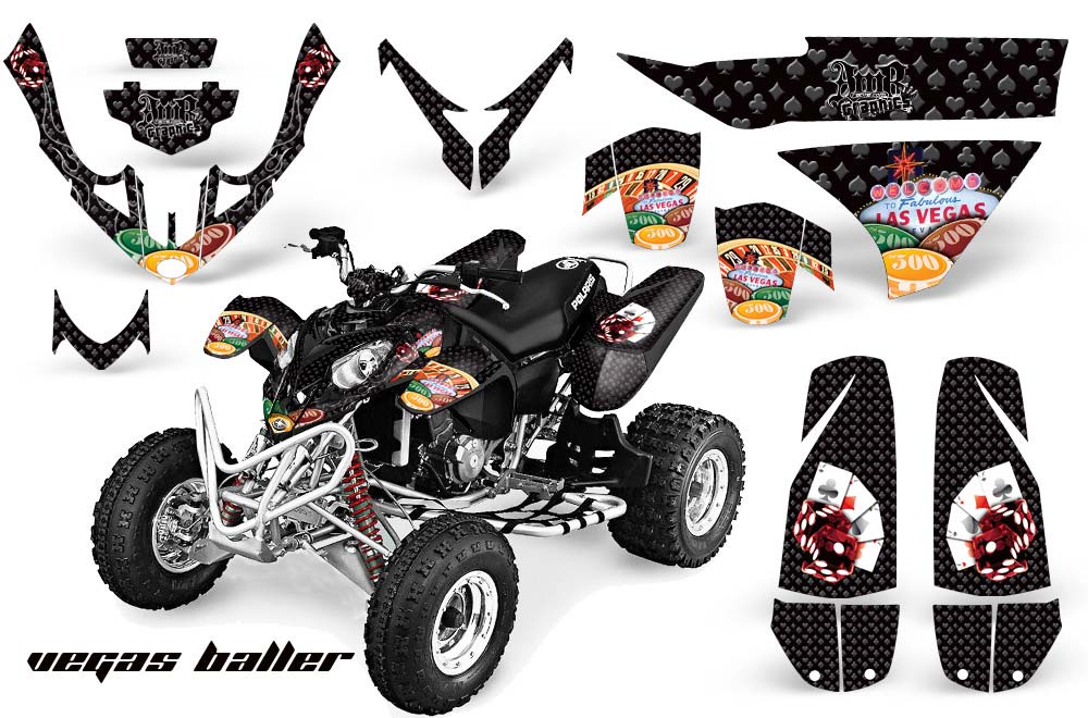 Polaris Predator 500 ATV Graphic Kit - 2002-2011 Vegas Baller Black