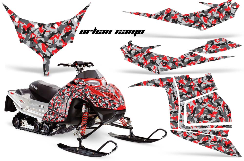 Polaris IQ Race 600 Sled Graphic Kit - All Years Urban Camo Red