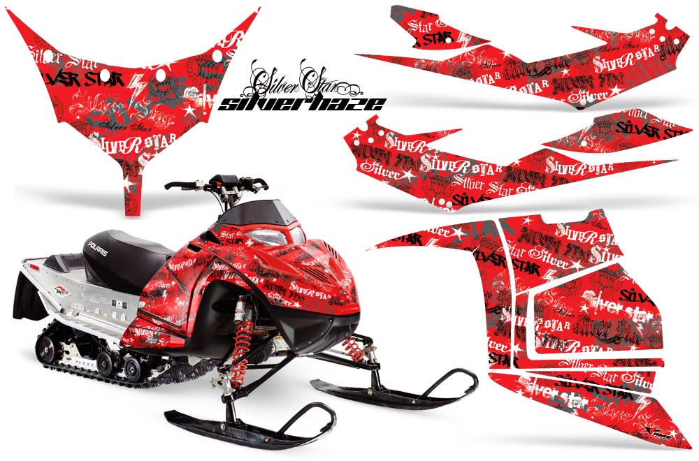 Polaris IQ Race 600 Sled Graphic Kit - All Years Silver Star - Silverhaze Red