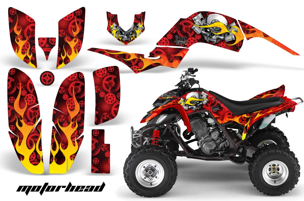 Yamaha Raptor 660 ATV Graphic Kit - 2001-2005 Motorhead Red