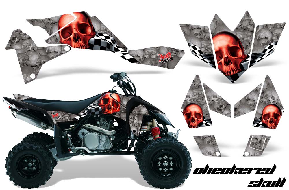 Suzuki LTR 450 ATV Graphic Kit - 2006-2009 Checkered Skull Red