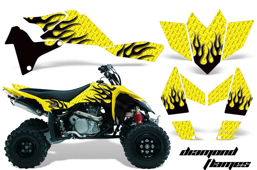 Suzuki LTR 450 ATV Graphic Kit - 2006-2009 Diamond Flames Yellow