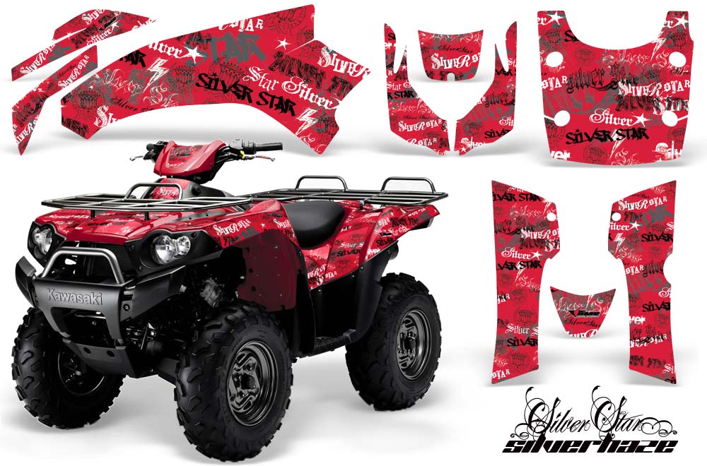 Kawasaki Brute Force 650i 4x4 ATV Graphic Kit - 2004-2012 Silver Star - Silverhaze Black
