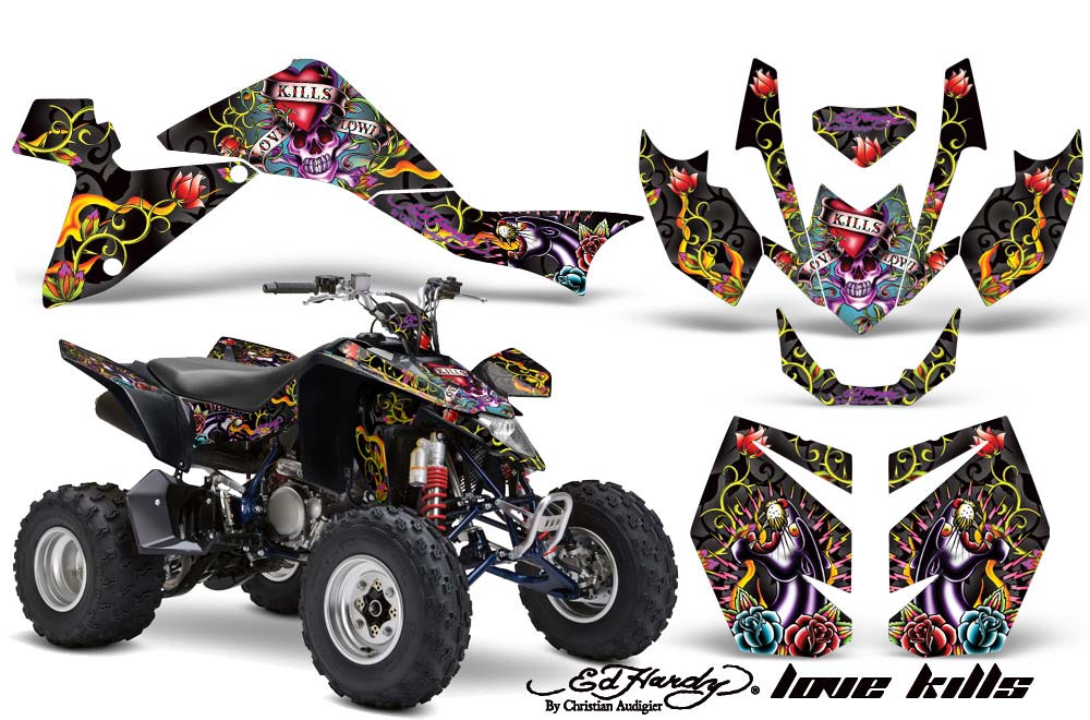 Suzuki LTZ 400 ATV Graphic Kit - 2009-2016 Ed Hardy - Love Kills Black