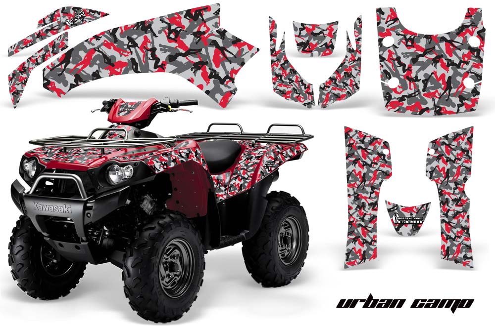 Kawasaki Brute Force 650i 4x4 ATV Graphic Kit - 2004-2012 Urban Camo Red