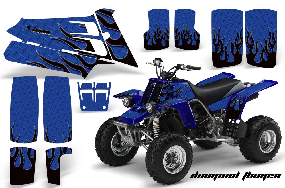 Yamaha Banshee 350 (Full Bore Plastics) ATV Graphic Kit - All Years Diamond Flames Blue
