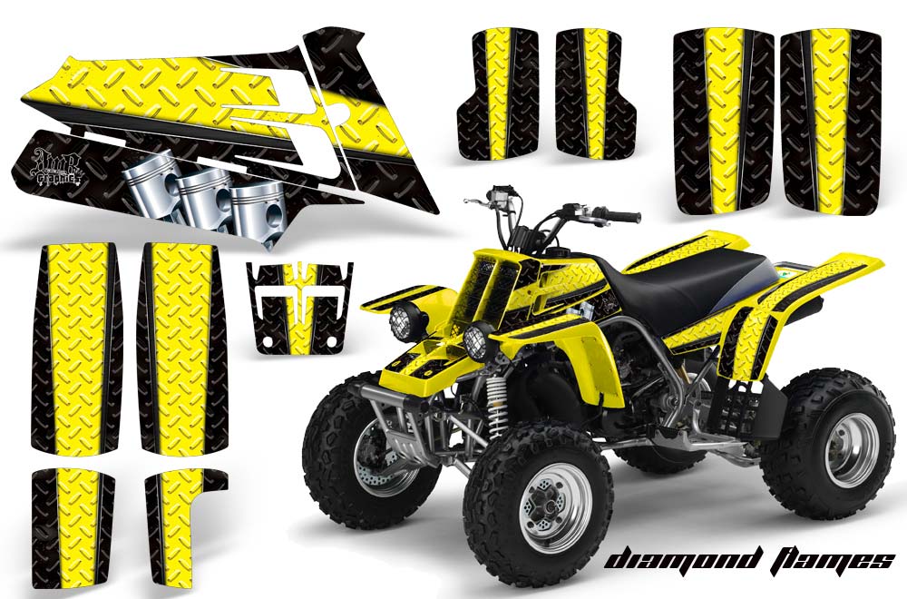 Yamaha Banshee 350 (Full Bore Plastics) ATV Graphic Kit - All Years Diamond Flames Yellow