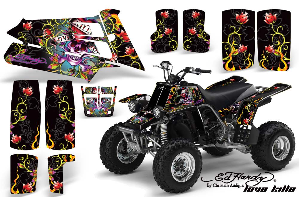 Yamaha Banshee 350 (Full Bore Plastics) ATV Graphic Kit - All Years Ed Hardy - Love Kills Black