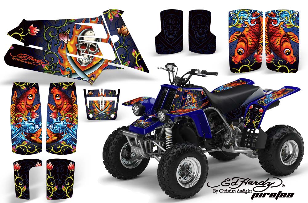 Yamaha Banshee 350 (Full Bore Plastics) ATV Graphic Kit - All Years Ed Hardy - Pirates Blue