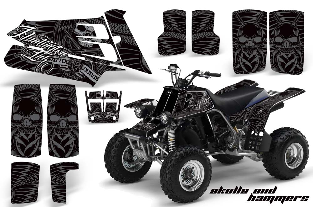 Yamaha Banshee 350 (Full Bore Plastics) ATV Graphic Kit - All Years Skulls and Hammers Black