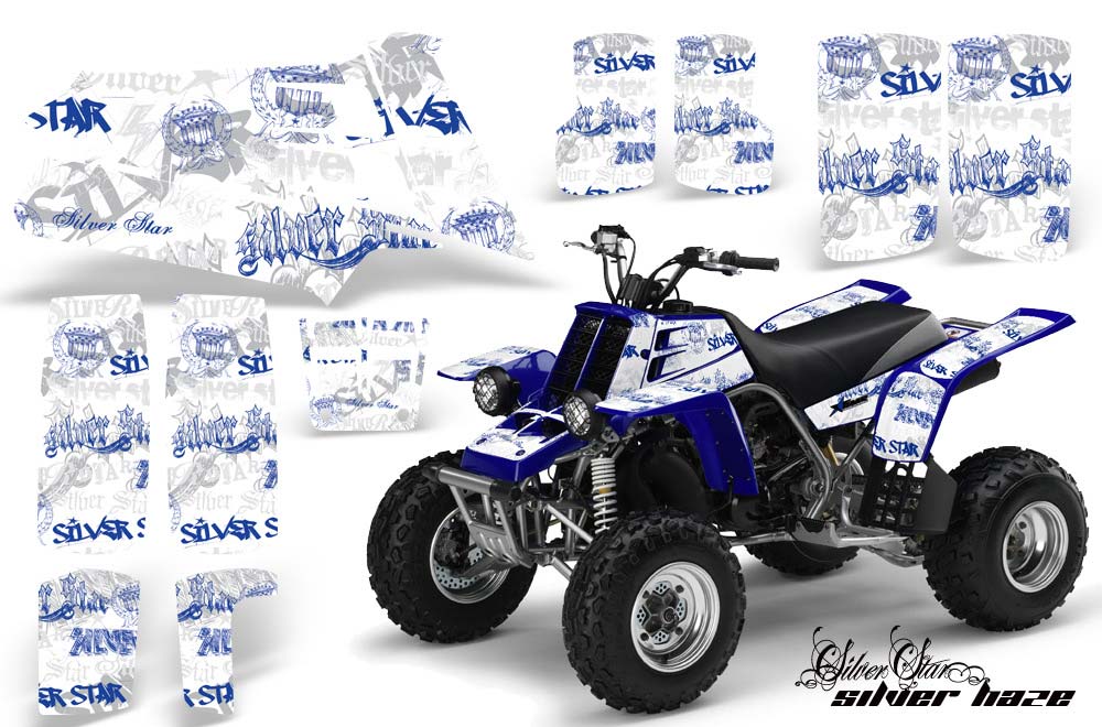 Yamaha Banshee 350 (Full Bore Plastics) ATV Graphic Kit - All Years Silver Star - Silverhaze Blue