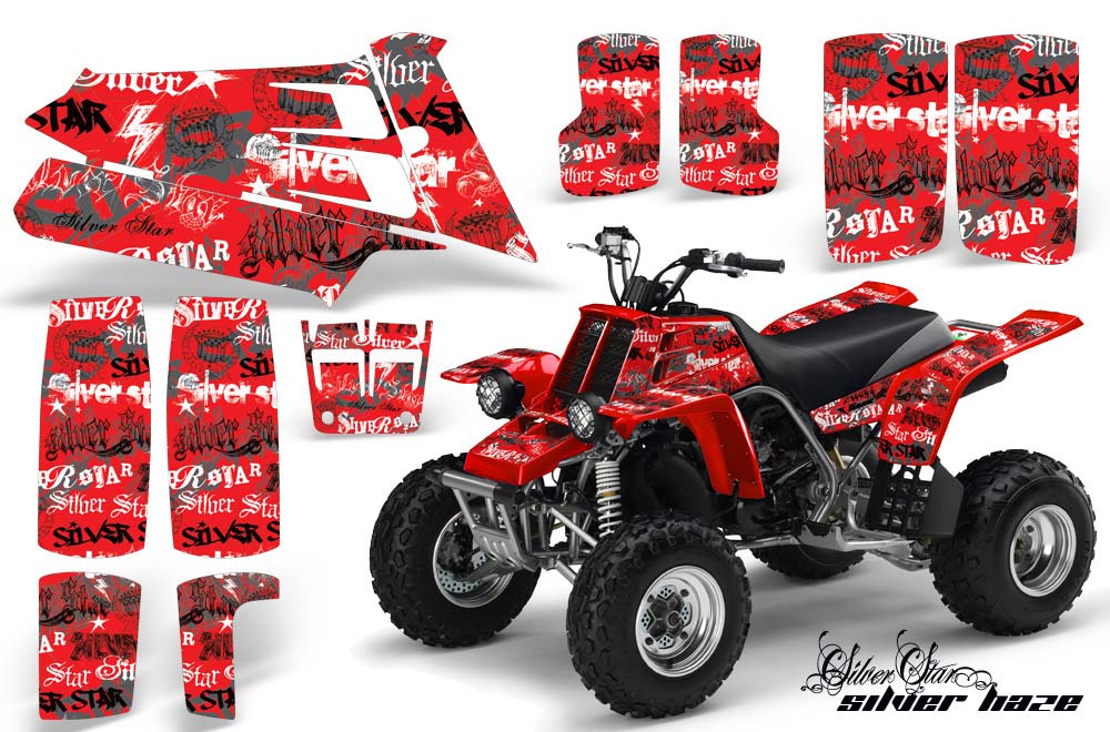 Yamaha Banshee 350 (Full Bore Plastics) ATV Graphic Kit - All Years Silver Star - Silverhaze Red