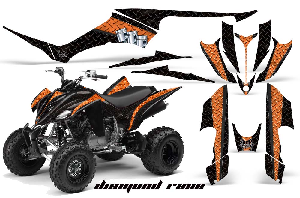 Yamaha Raptor 350 ATV Graphic Kit - 2004-2014 Diamond Race Orange