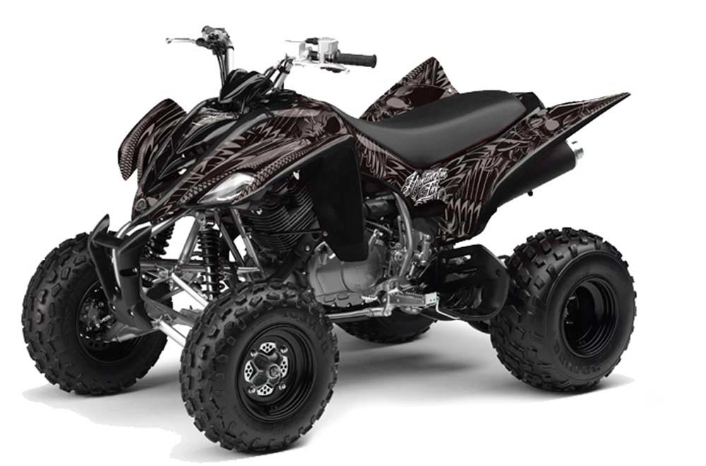 Yamaha Raptor 350 ATV Graphic Kit - 2004-2014 Skulls and Hammers Silver