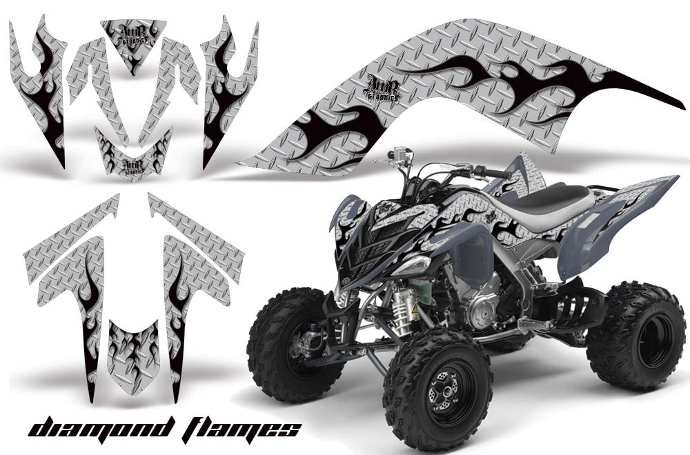 Yamaha Raptor 700 ATV Graphic Kit - 2006-2012 Diamond Flames Silver