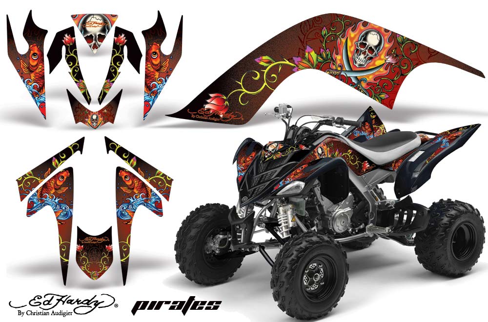 Yamaha Raptor 700 ATV Graphic Kit - 2006-2012 Ed Hardy - Pirates Blue