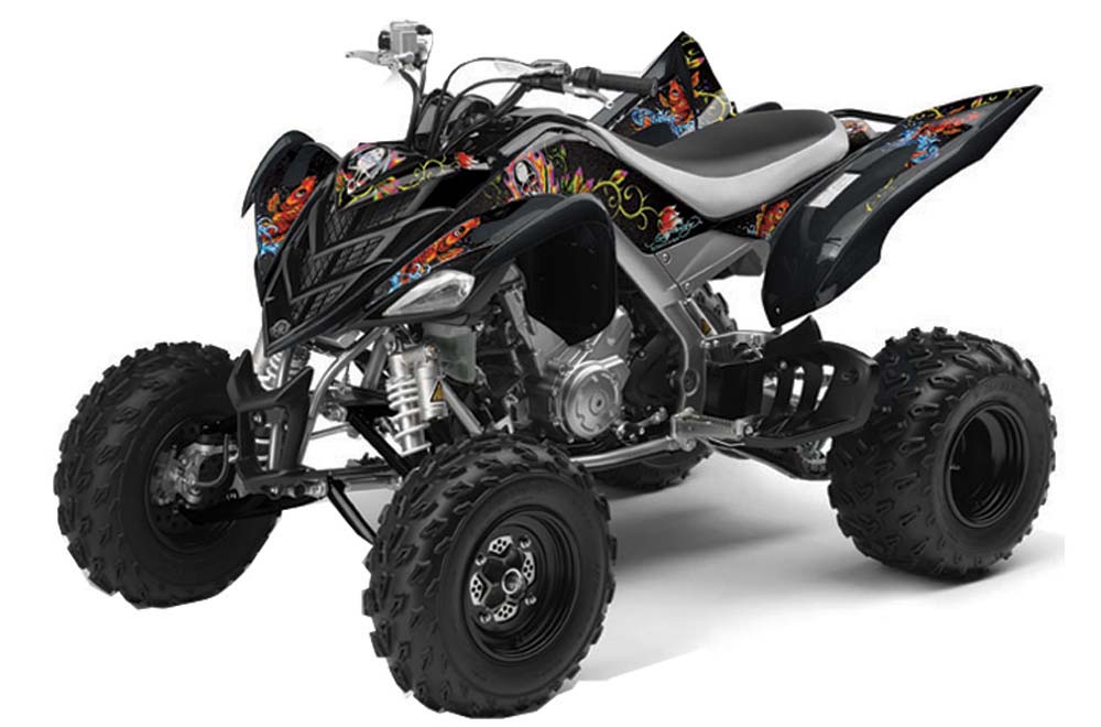 Yamaha Raptor 700 ATV Graphic Kit - 2006-2012 Ed Hardy - Pirates Black