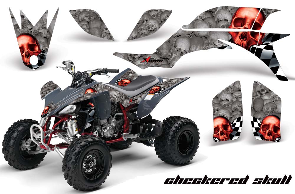 Yamaha YFZ 450 ATV Graphic Kit - 2004-2014 Checkered Skull Red