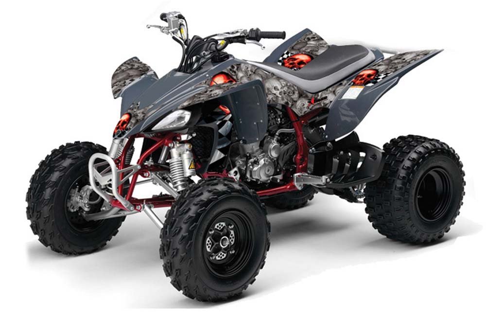 Yamaha YFZ 450 ATV Graphic Kit - 2004-2014 Checkered Skull Red