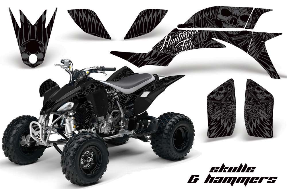 Yamaha YFZ 450 ATV Graphic Kit - 2004-2014 Skulls and Hammers Silver