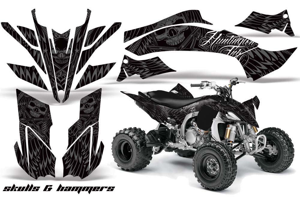 Yamaha YFZ 450SE / 450R ATV Graphic Kit - 2009-2013 Skulls and Hammers Silver