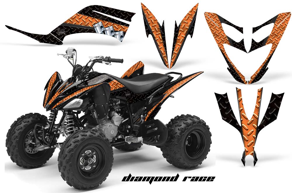 Yamaha Raptor 250 ATV Graphic Kit - 2008-2014 Diamond Race Orange