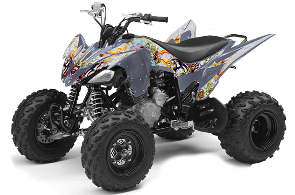 Yamaha Raptor 250 ATV Graphic Kit - 2008-2014 Ed Hardy - Love Kills Silver